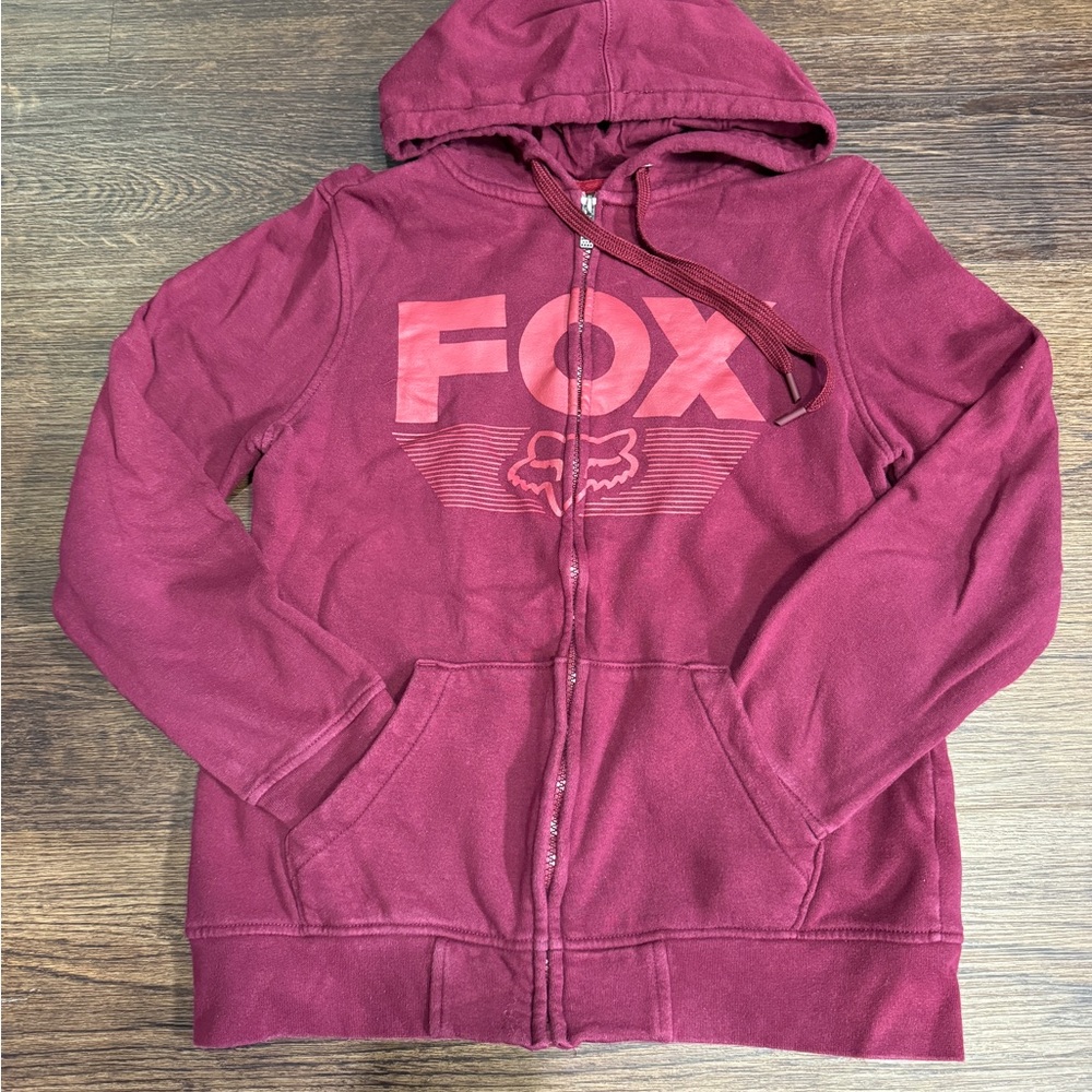Fox Burgundy Zip-Up Hoodie